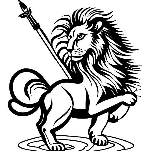 Sagittarius On The Back Of A Lion With Water And Fire