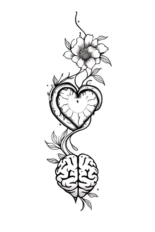 Heart And Brain Floral Balancing Life And Time