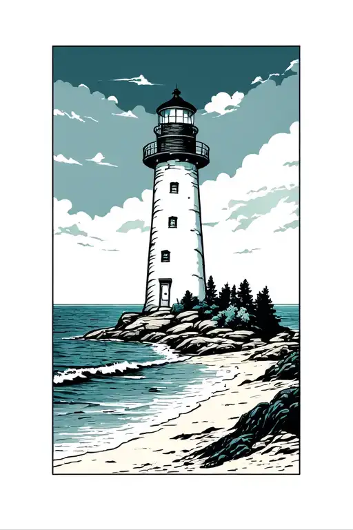 Fine Line Lighthouse On The Beach Landscape