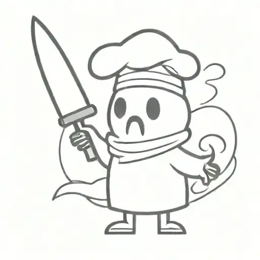 Little Ghost With A Chef Hat And A Knife