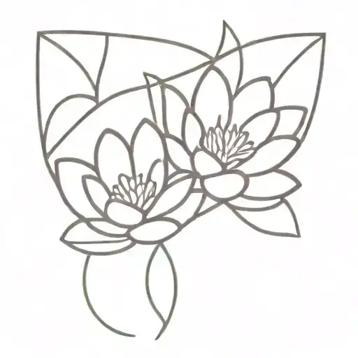 Violet And Water Lily Intertwined