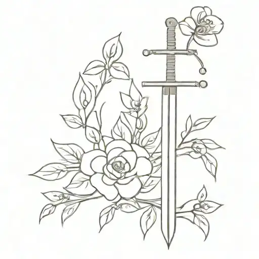 Sword And Flowers Of The