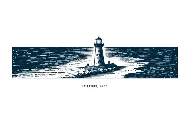 Beach Shoreline With Lighthouse