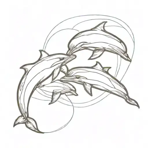 A Couple Of Dolphins In Sunset