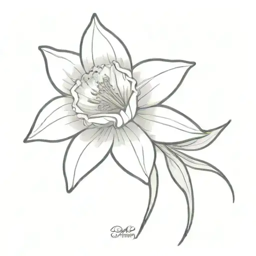 Single Line Daffodil Small And Delicate To Go Behind Ear