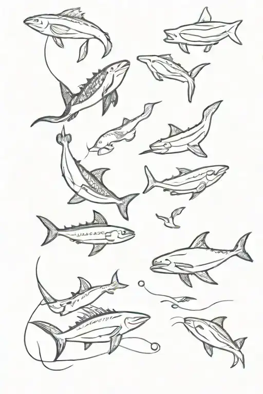 Ocean Creatures Swimming Up