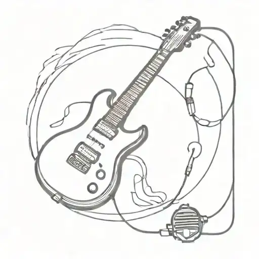 Electric Guitar Wrapped Around A Microphone