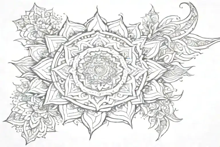Moon Star Mandala Design Incorporating