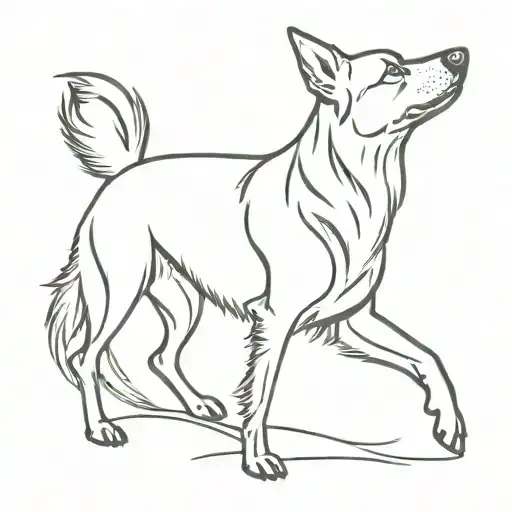 Silhouette Of A German Sheppard Dog In A Dynamic Pose