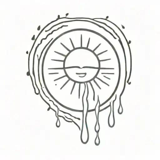 A Heart-shaped Sun With Tears Falling Like Raindrops