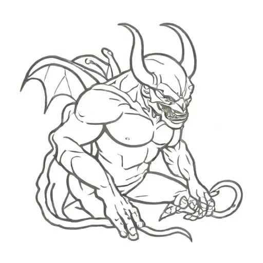 Minimalist Tattoo Black And White Balrog From Lord Of The Rings