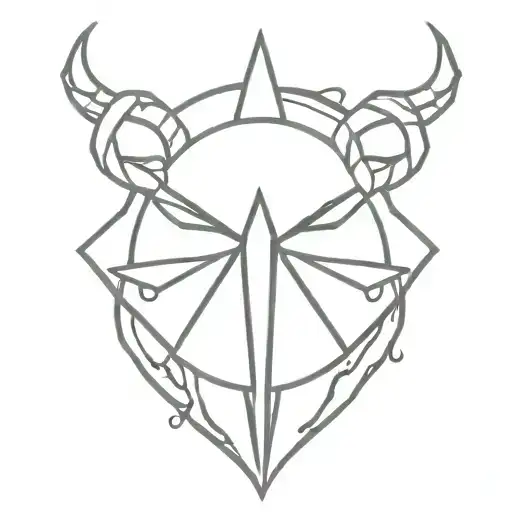 A Minimalist Tattoo Of The Witcher Medallion Symbol Intertwined With The Dark Souls Bonfire Icon