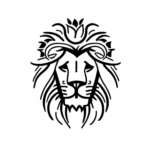 Lion With Roses And Footprint And Name Leon