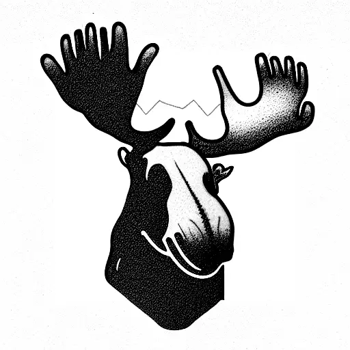 Moose Full Body Outline With Dog Paw Print And The Letters Rcs And Pts Hidden