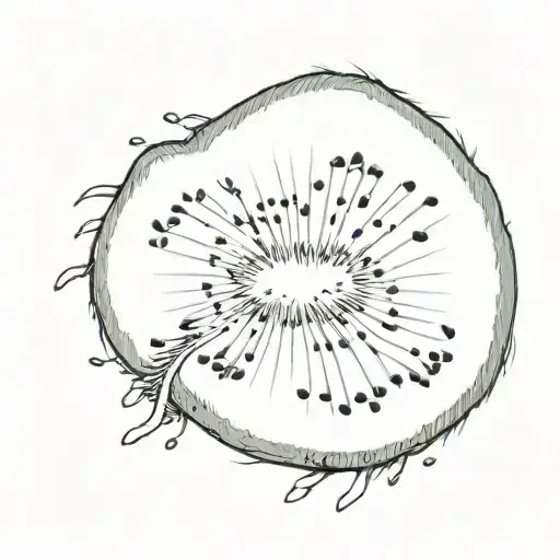 A Slice Of Kiwi With 19 Small Seeds Around And 1 Medium Seed In The Middle