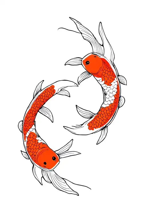 2 Koi Fish Swimming In A Circle