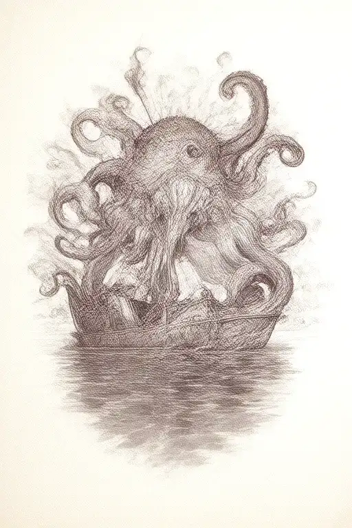 Kraken Attacking A Paper Boat