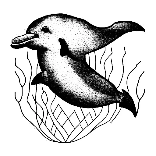 Dolphin Sorrounded By Something Tribal