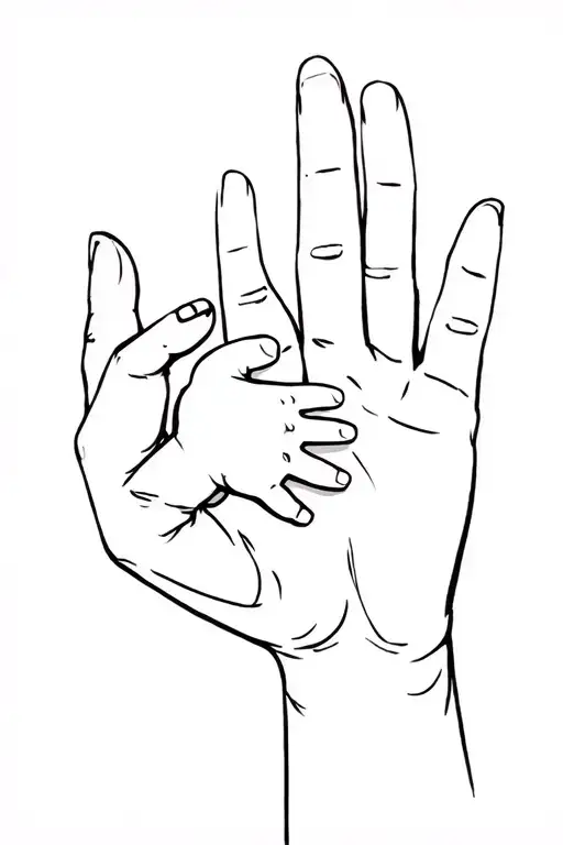 Grandads Hand With Baby Holding A Finger