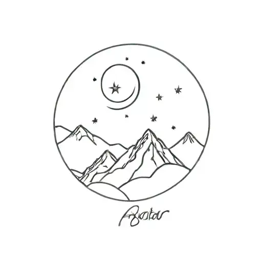 Acotar Mountain Moon And Stars