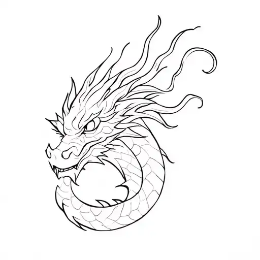 Sleeve With A Small Dragon And An Addition To It In A Minimalist Style