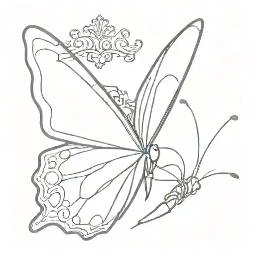 Butterfly With Crown Above