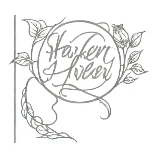 The Name Harleen With Rose Vines Around It For A Forearm
