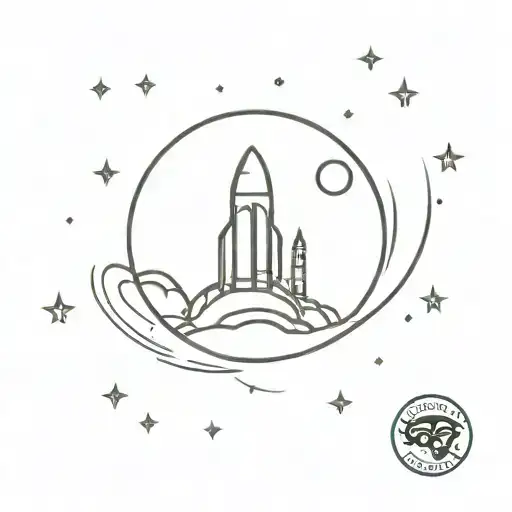 Astraunot On The Little Moon With Rocket