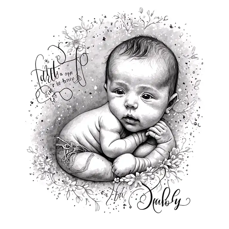 Baby And Name Written