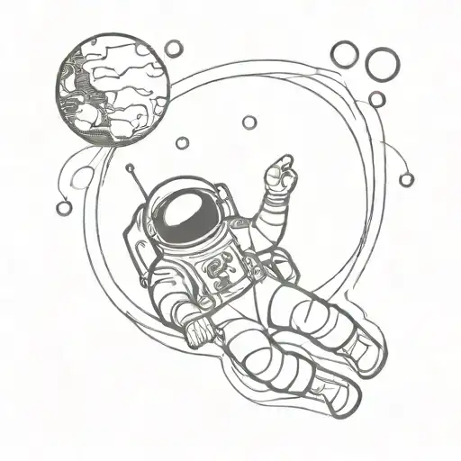 Floating Astronaut In Space