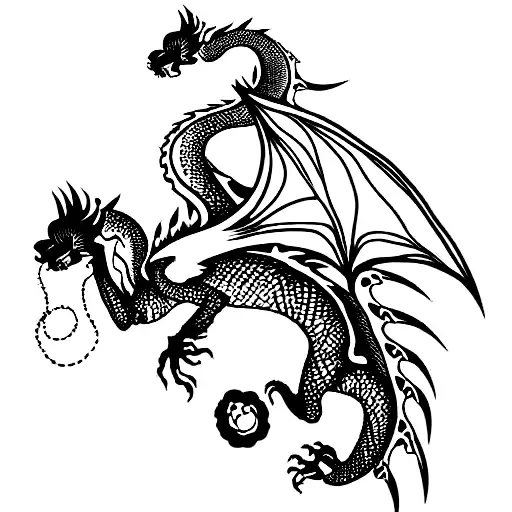 Dragon Surrounded By Orchids