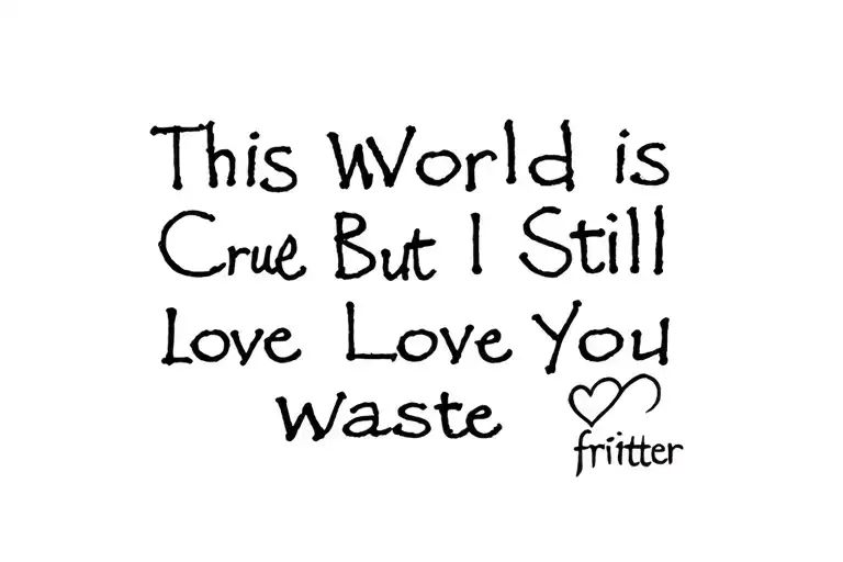 This World Is Cruel But I Still Love You Fritter And Waste