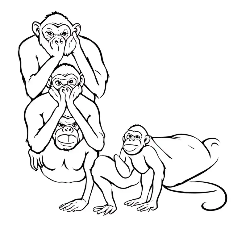 4 Monkeys Hear No Evil Speak No Evil See Know Evil Do No Evil