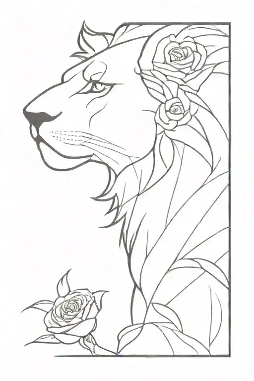 Lion With Rose Over Eye