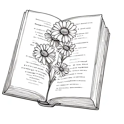 Open Book With A Few Daisies Entwined Within