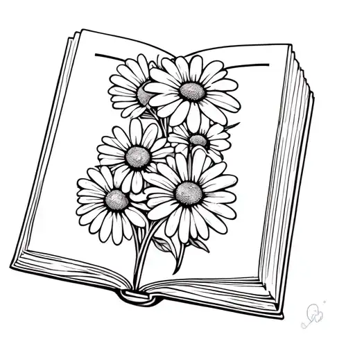 Open Book With A Few Daisies Entwined Within