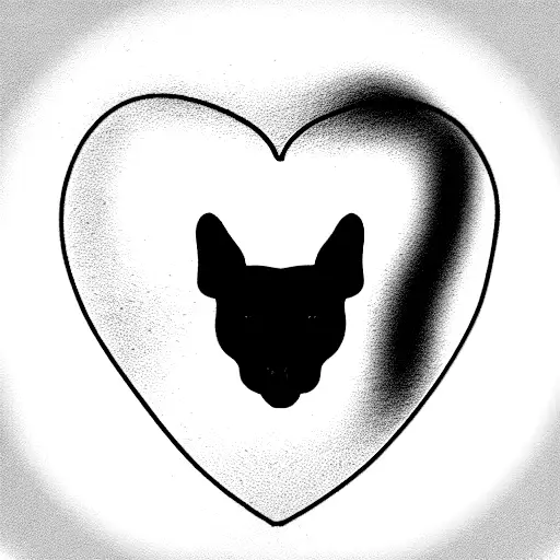Outline Of A Dog Facing The Camera Inside A Heart