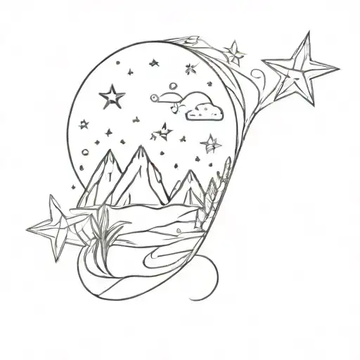 A Daydream Themed Half Sleeve With Stars Twinkling In The Background