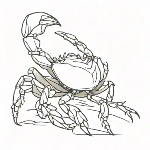 Create A Minimalist Line Art Tattoo Of A Crab In A Unique Pose