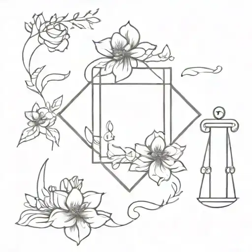 Flowers And Libra Symbol