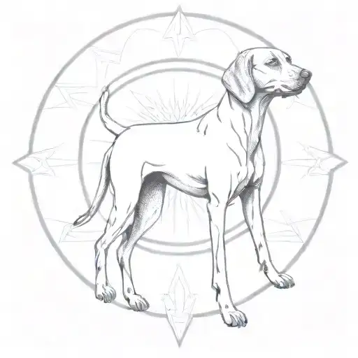 Dotwork Mandala Design Featuring Subtle Vizsla Dog Elements