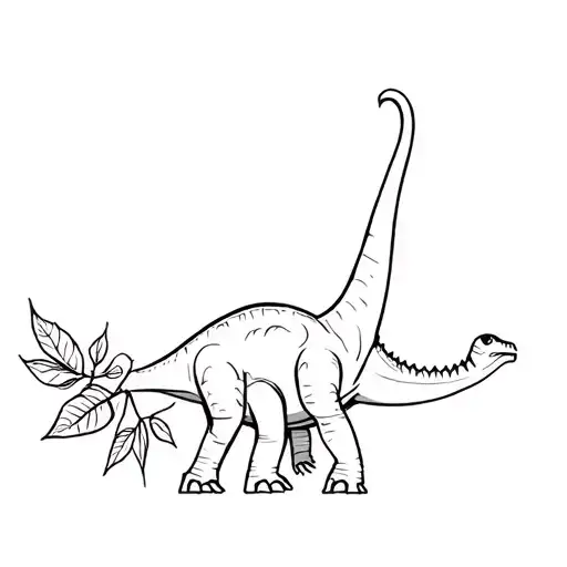 Dinosaur With Leaves Around It
