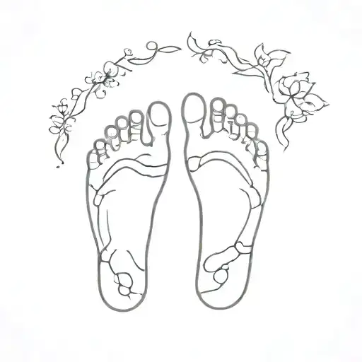 Memory Tattoo With Hand And Foot Print Daughter Surrounded