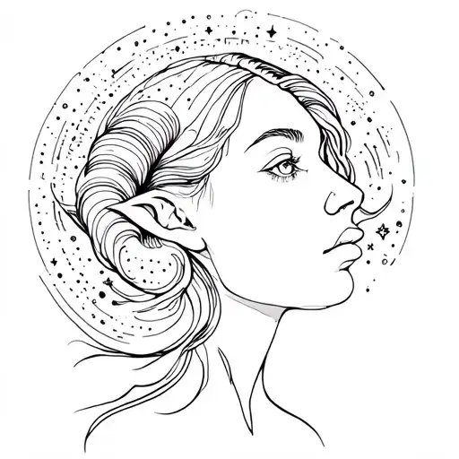 Aries Galaxy Coming Out Of Female Head Surrounded