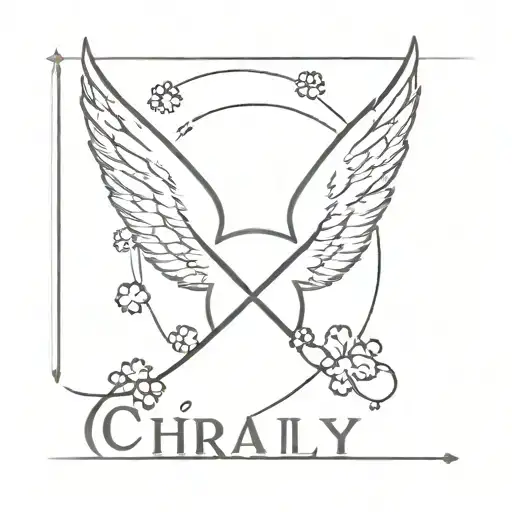 The Name Chraly With Angel Wings And A Paw Print