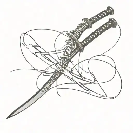 Katana Broken Black And White