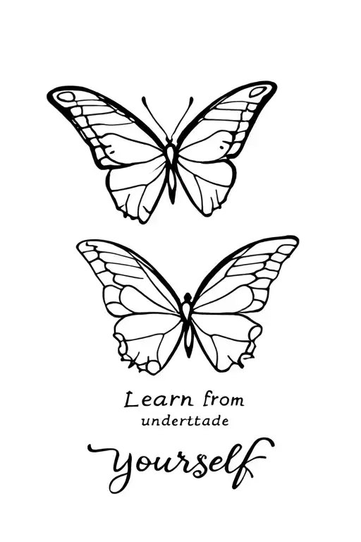 Three Butterflies With The Word Learn From Yourself Underneath