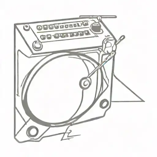 Drum Machine Black And White With A Record