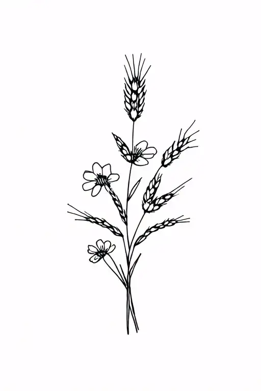 Wild Flowers With Wheat Small Bundle Sticker Liner Simple