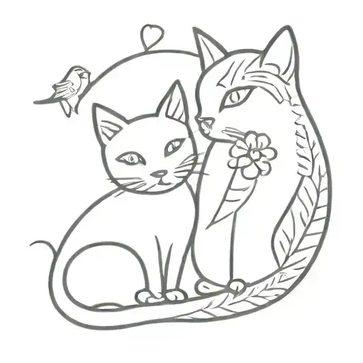 Cat And Lovebird